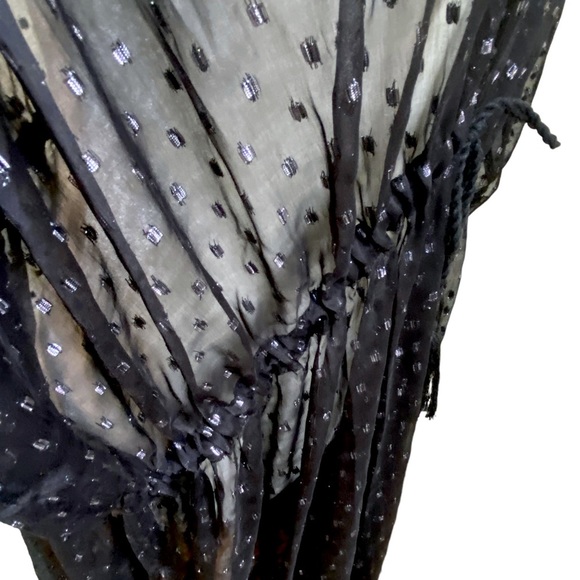 VINCE CAMUTO Sheer Ruffled Duster Black Silver Swim Coverup NWT - Picture 7 of 13